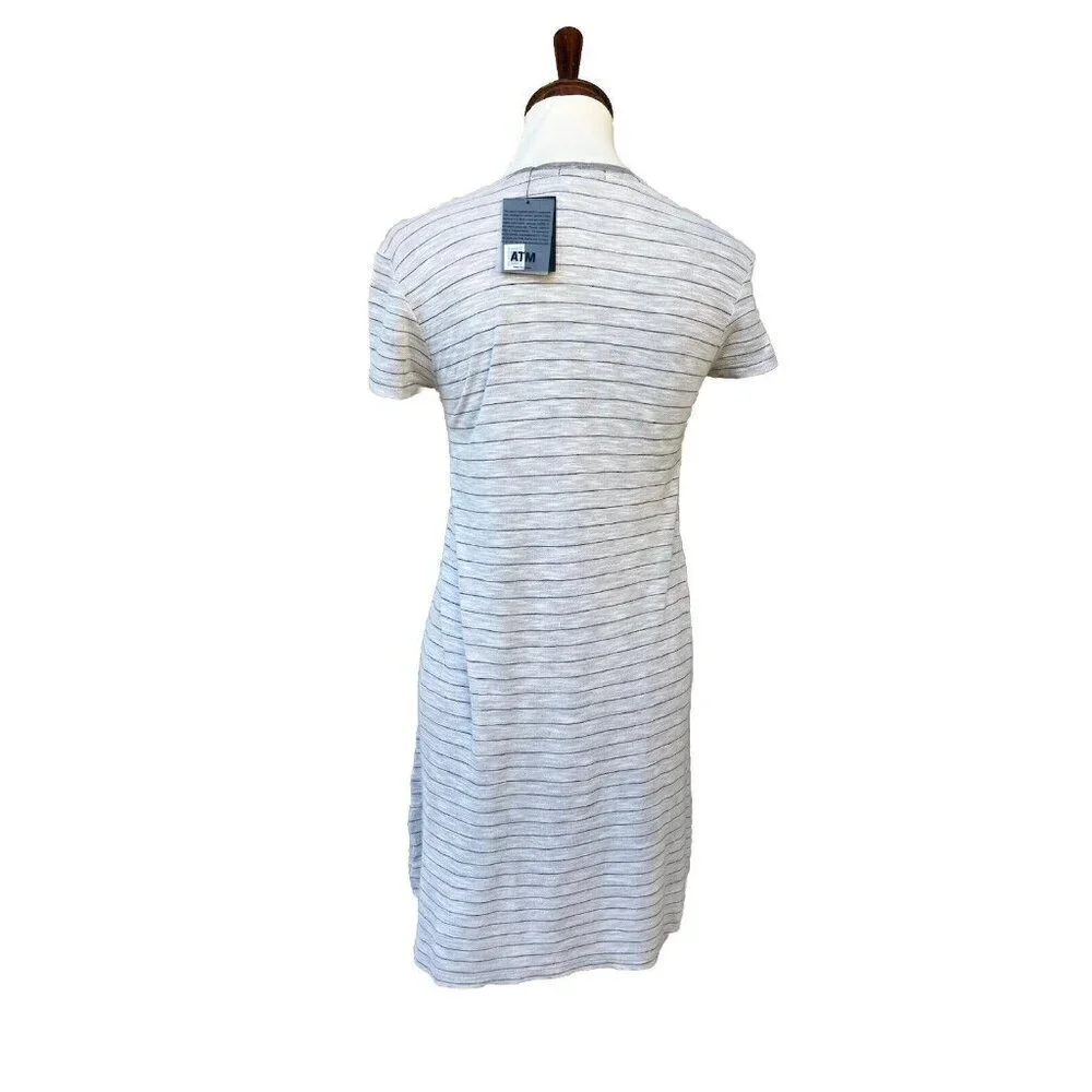 Women's Atm Anthony Thomas Melillo Stripe T-Shirt Dress, Size Medium - Gray M - Picture 3 of 14